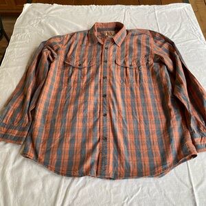 Filson Washed Feather Cloth Faded Cedar (Pink) and Blue Plaid Shirt